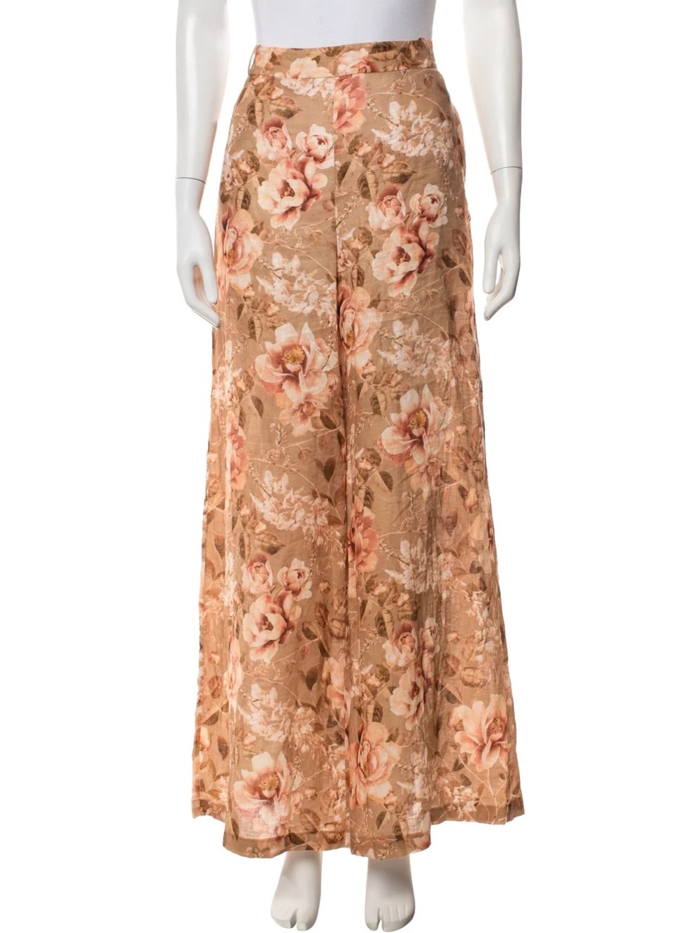 Zimmermann Beige Floral Wide-Leg Palazzo Pants